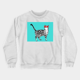 Cool Tabby Cat in Sunglasses Crewneck Sweatshirt